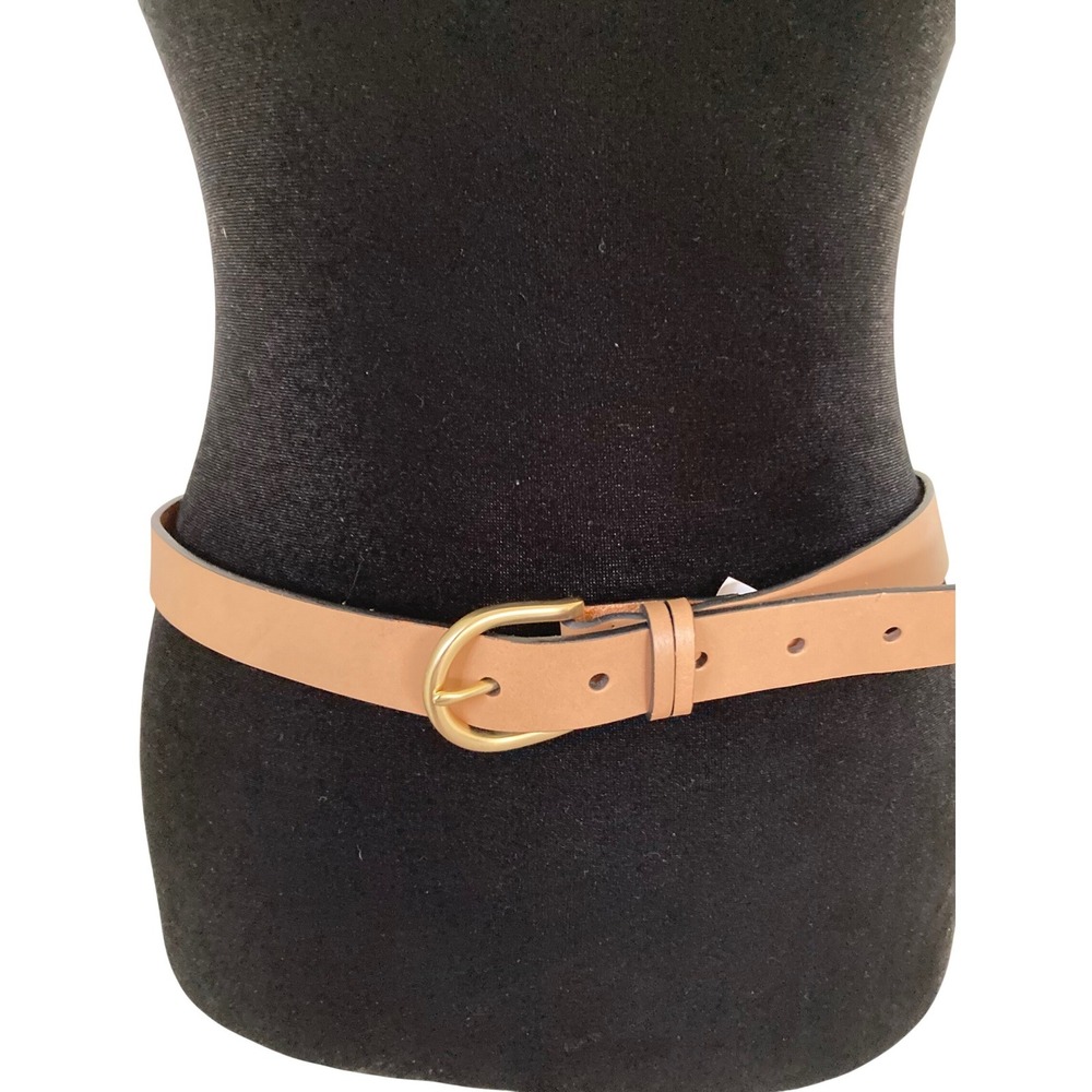 Banana Republic Tan Leather Belt with Gold Oval Buckle